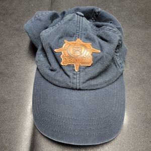 Disneyland Resort Hat Baseball Cap Adjustable Strap Blue 6 Panel Leather Patch